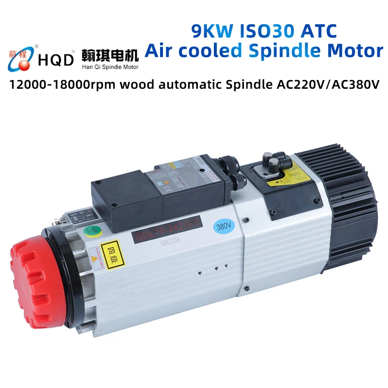 HQD Automatische Werkzeugwechselspindel 9 kW ISO30 220 V 380 V ATC luftgekühlter Spindelmotor für Holzbearbeitungs-CNC-Fräser 