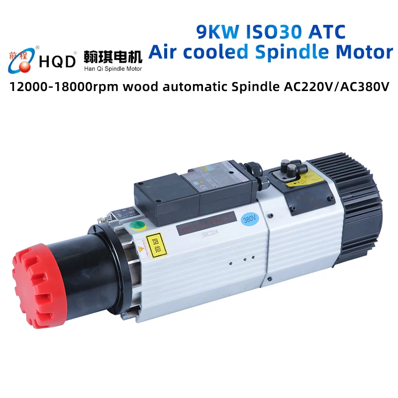 HQD Automatische Werkzeugwechselspindel 9 kW ISO30 220 V 380 V ATC luftgekühlter Spindelmotor für Holzbearbeitungs-CNC-Fräser 